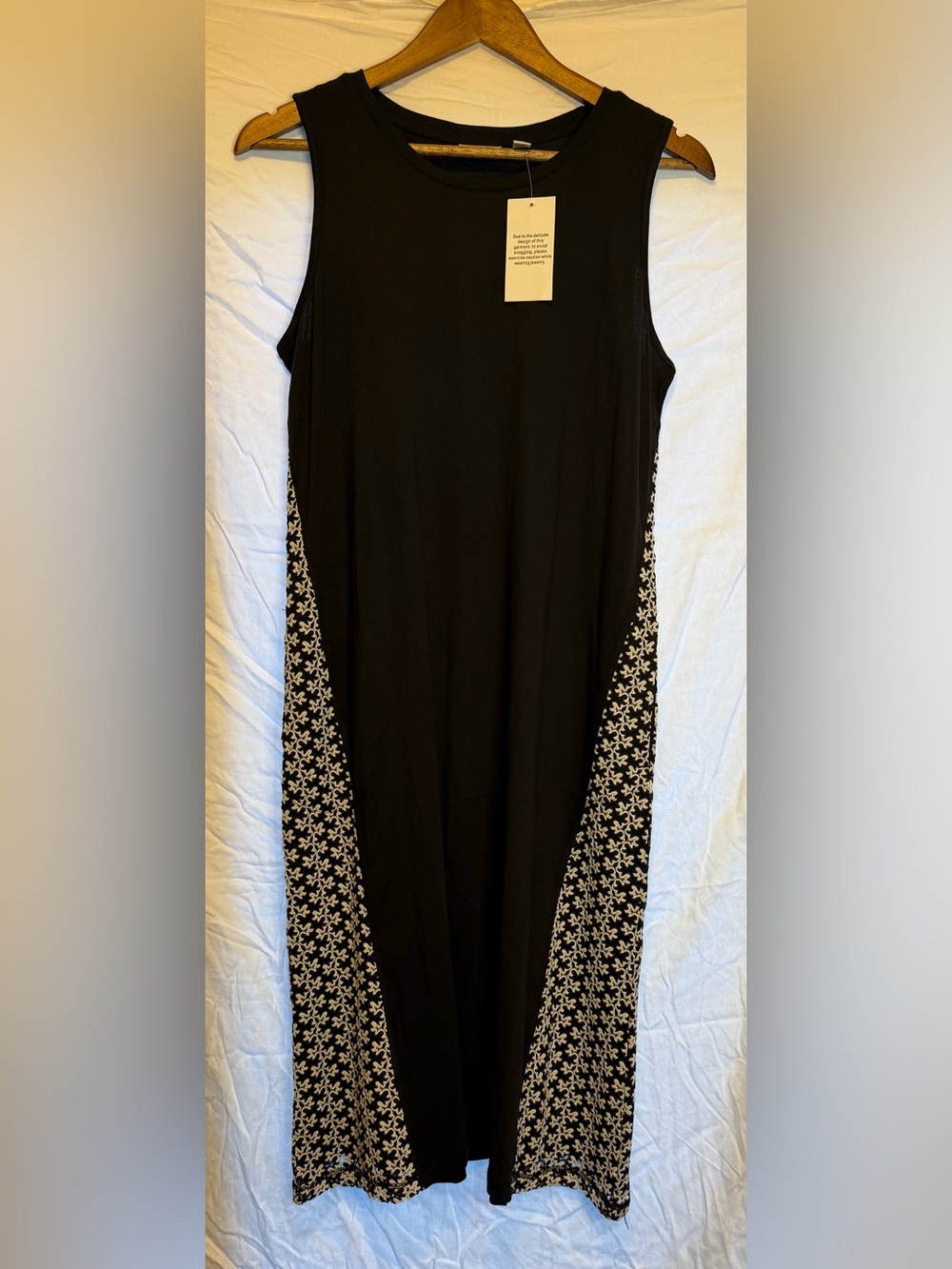 LOGO by Lori Goldstein Black Tank Dress with embroidered Side Panels